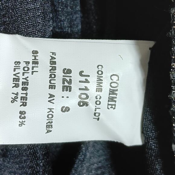 Comme Moi Moto Blazer Size Small Black with Silver Knit Accents Slanted Zipper - Picture 8 of 8